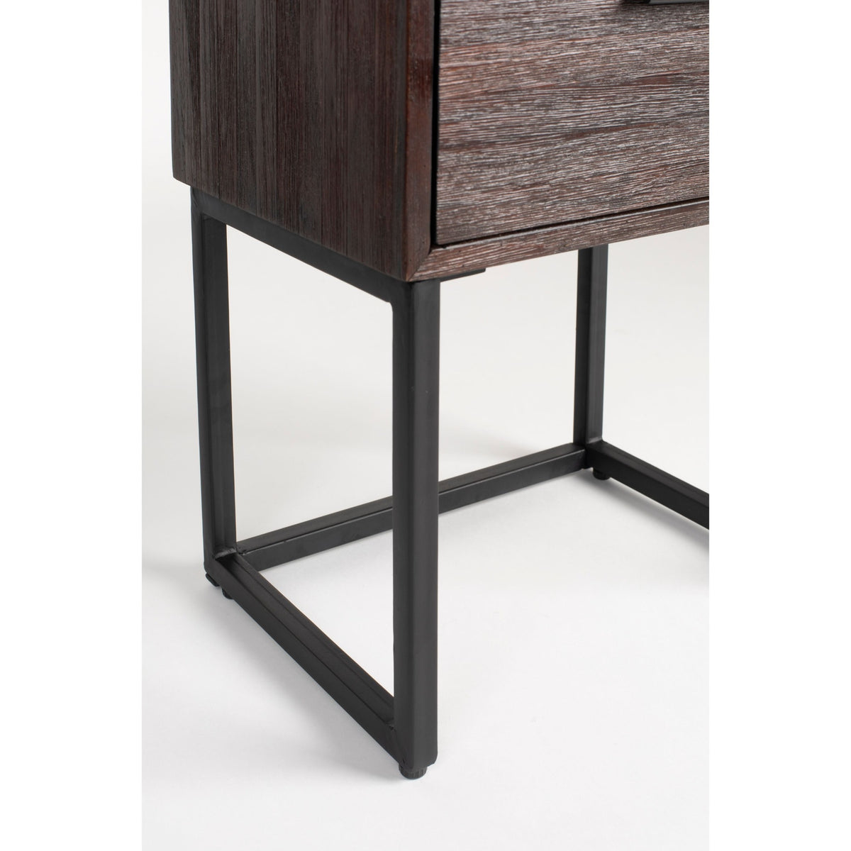 Side Table Webster Brown Domestica – Black Metal Leg Frame Detail
