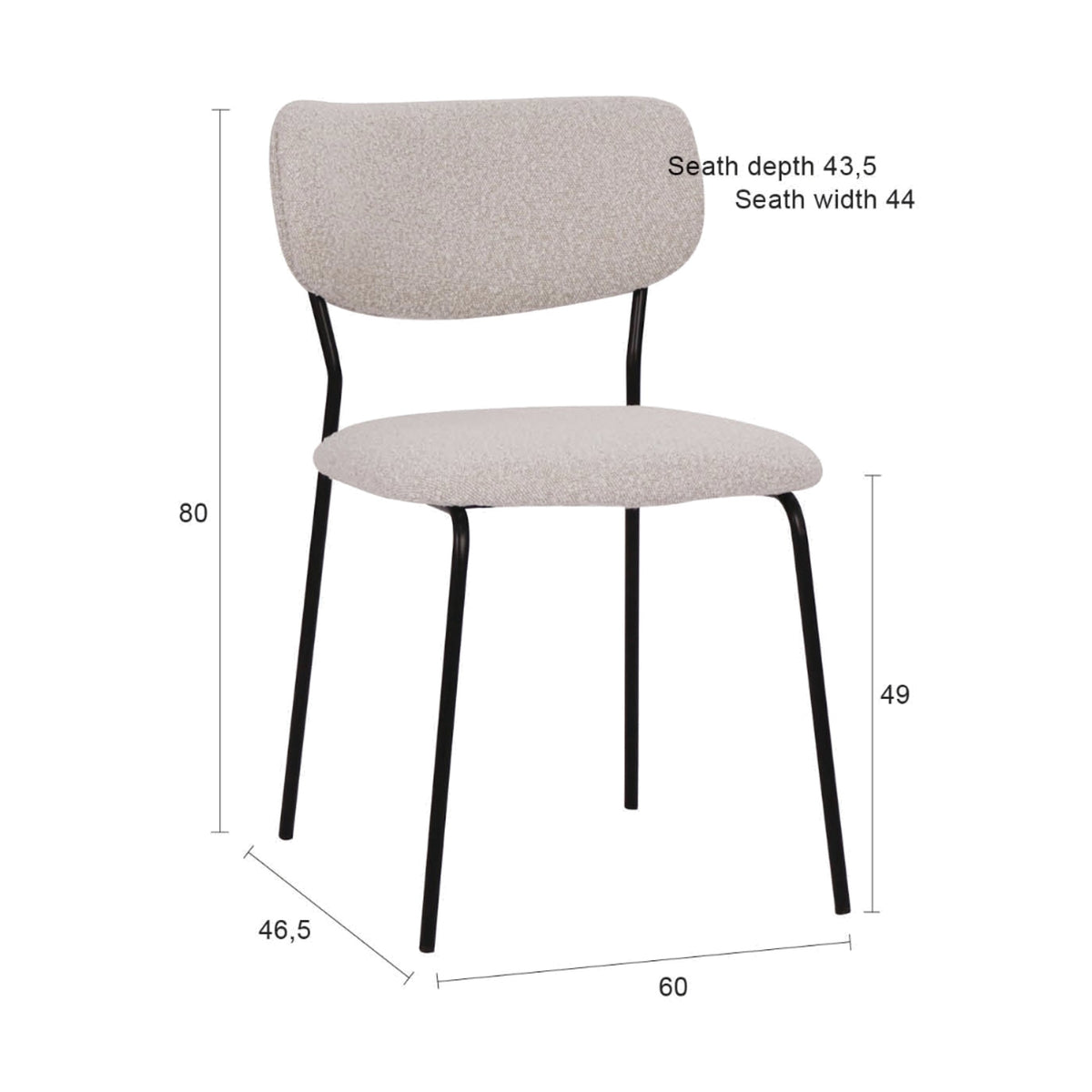 Dining Chair Leah Off White Domestica – Dimensions Drawing
