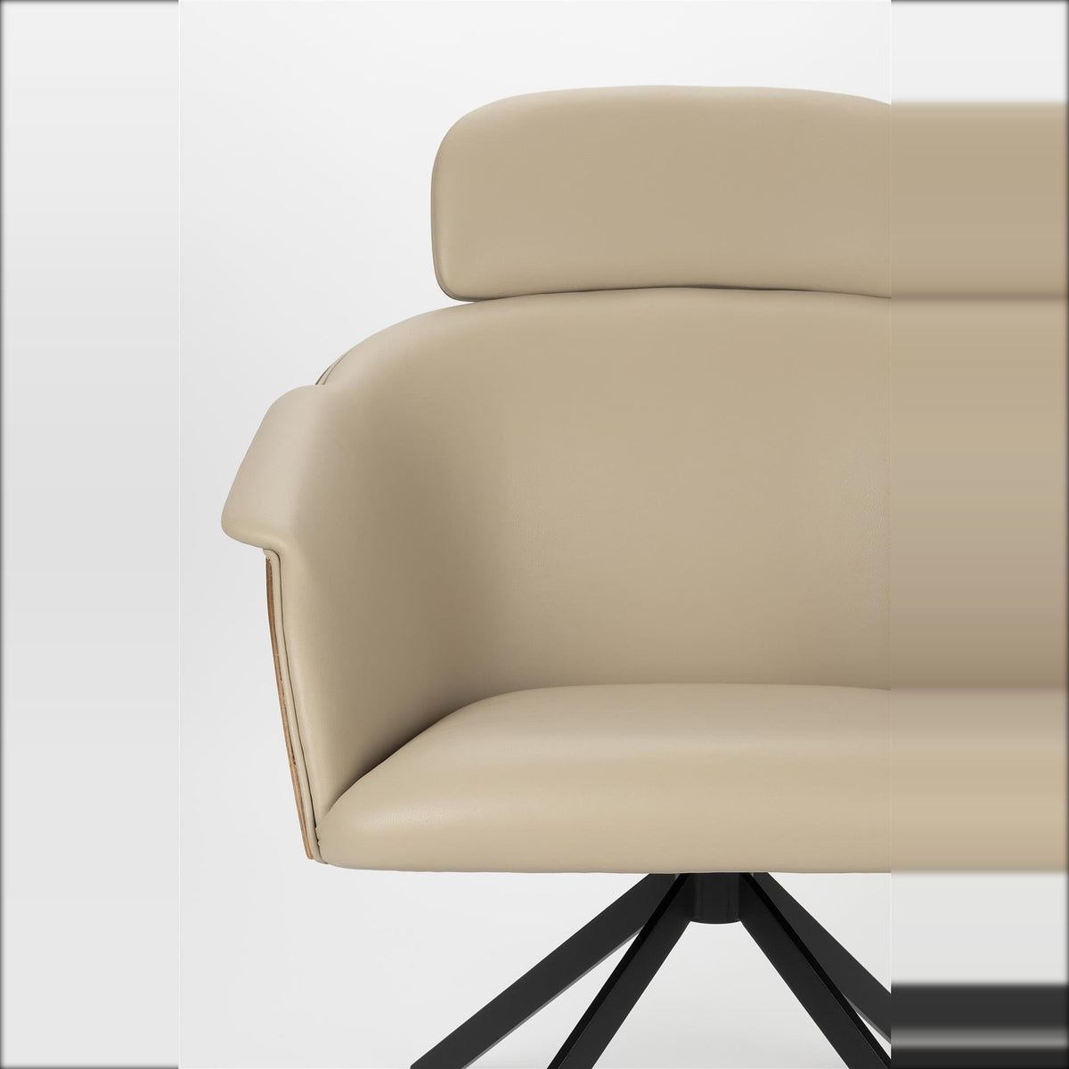 Lounge Chair Frie Beige Walnut Domestica – Upholstered Seat and Headrest Close-up
