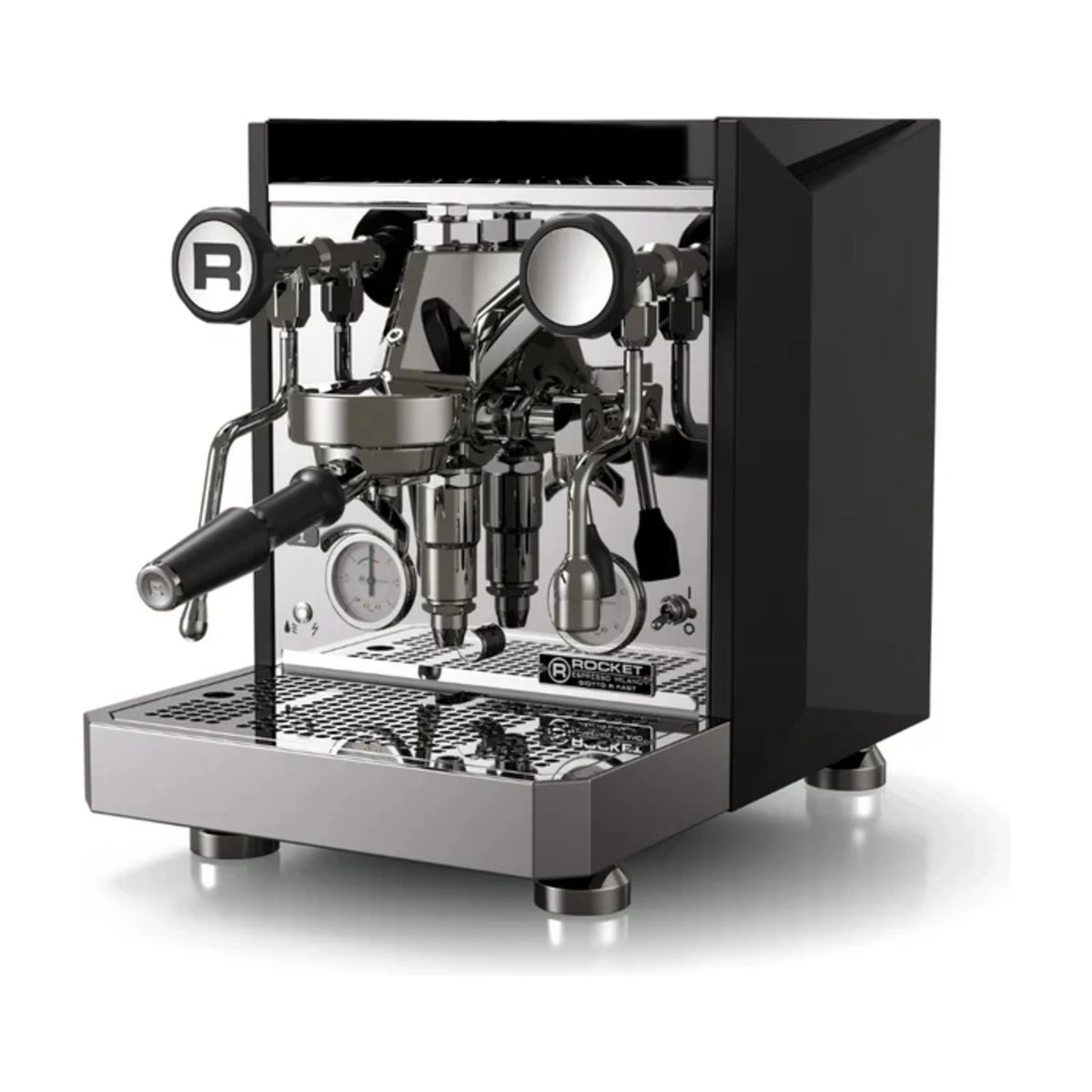 Espresso Machine Giotto FAST Rocket Espresso Domestica – Black Side Panels – Three Quarter View on White