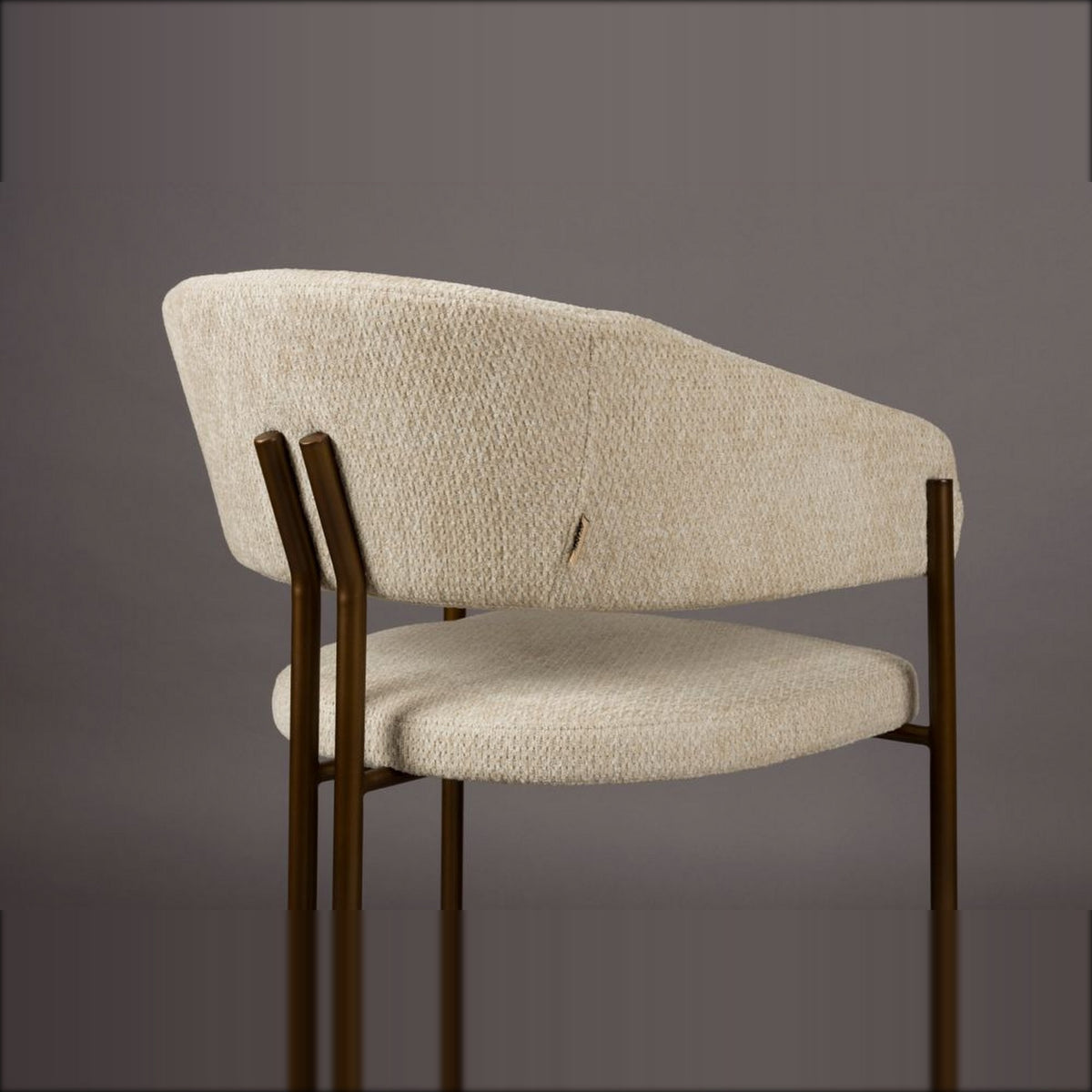 Dining Chair Naida Beige Domestica – Back Three Quarter Detail with Bronze Frame