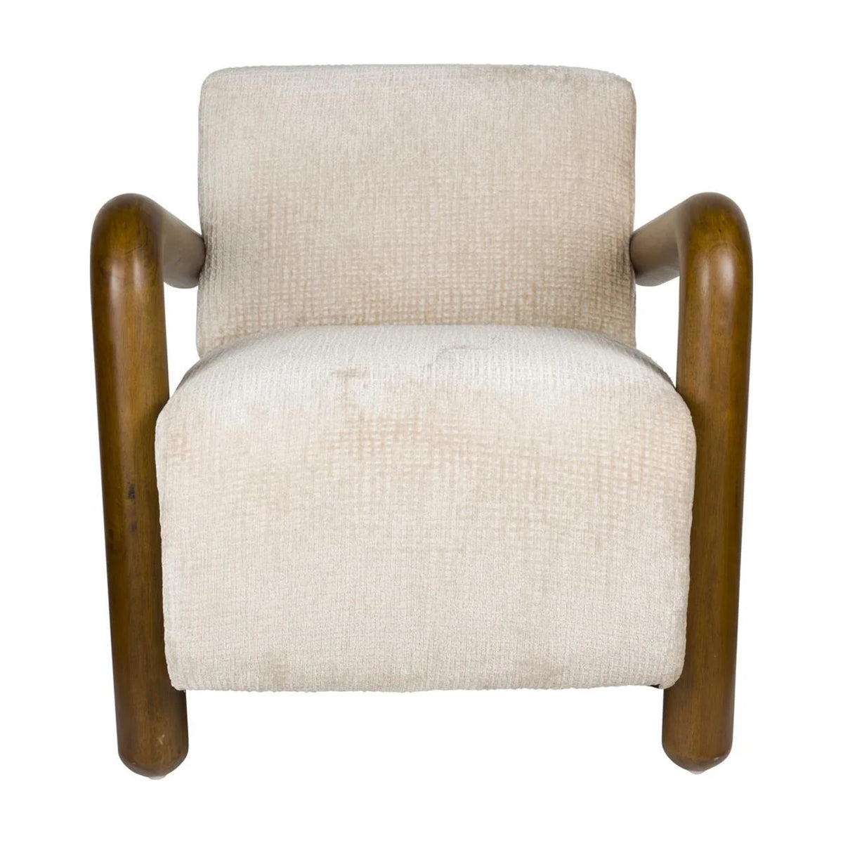 Lounge Chair Robinson Beige Domestica – Front View on White
