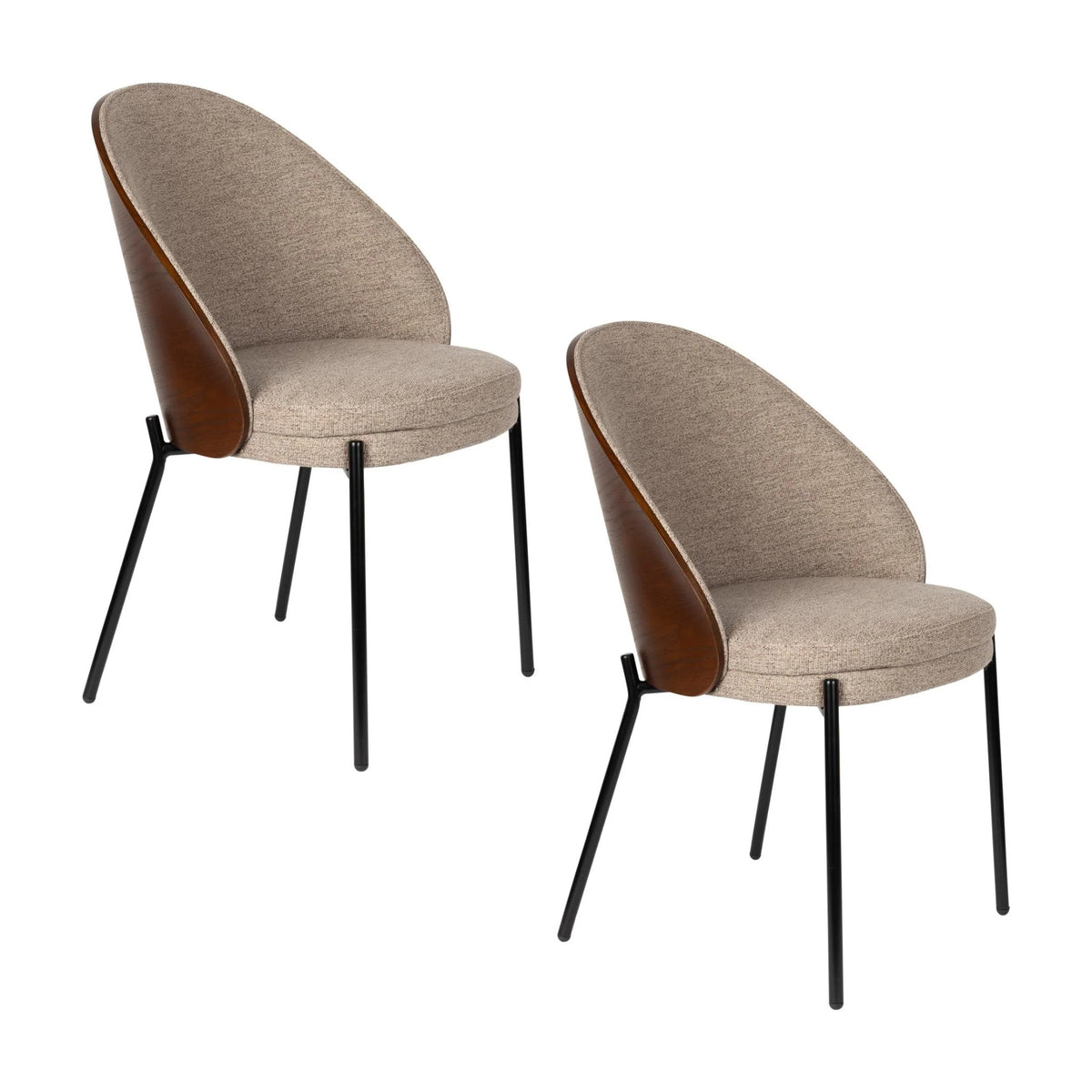 Dining Chair Rodin Beige Domestica – Set of Two Chairs, Three Quarter View on White