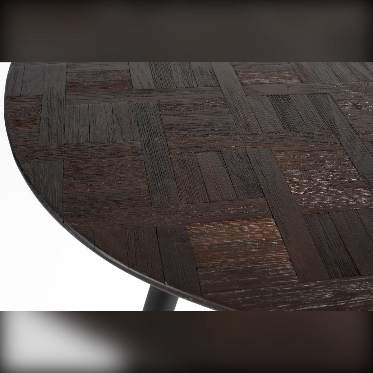 Dining Table Webster Round Brown Domestica – Parquet Tabletop from Above