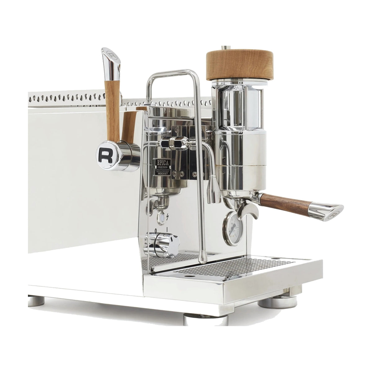 Espresso Machine Epica Rocket Espresso Domestica – Lever and Wooden Details Close-up