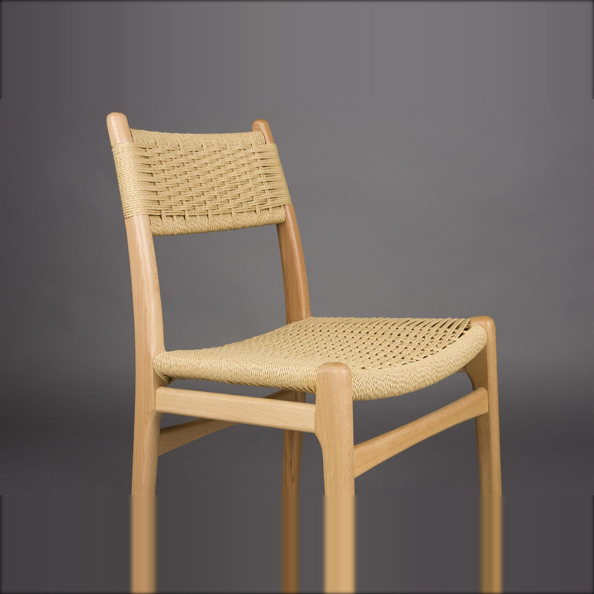Dining Chair Cecile Natural Domestica – Woven Seat and Backrest on Grey