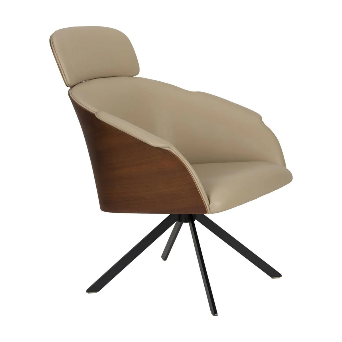 Lounge Chair Frie Beige Walnut Domestica – Three Quarter View on White