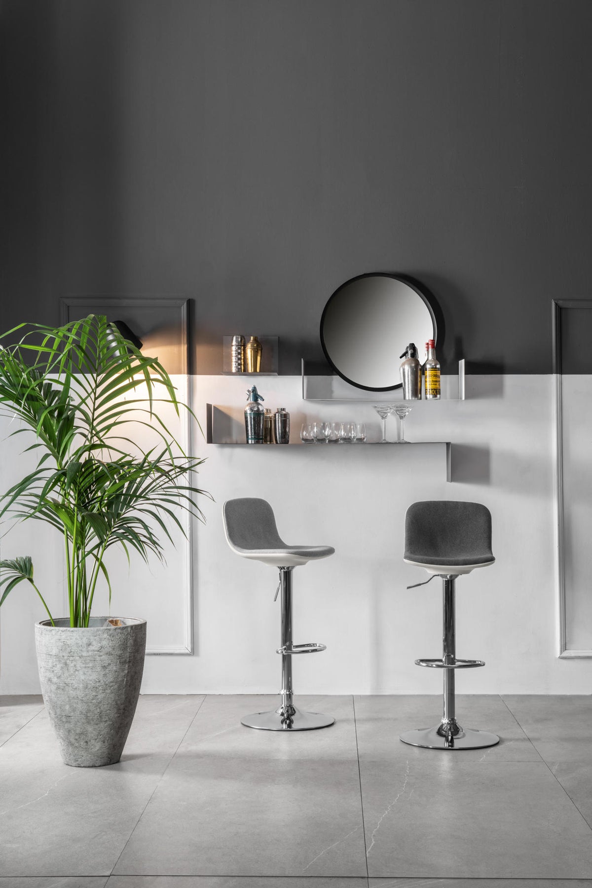 Adjustable Bar Stool Jimmy Dark Grey Domestica – Product View on White