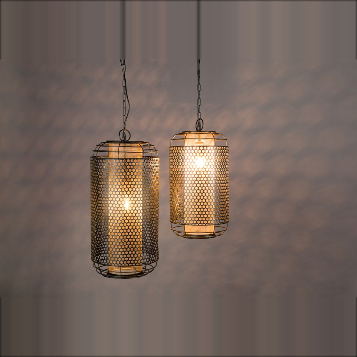 Pendant Lamp Archer L Black Domestica – Lifestyle – Pair of Lit Pendants