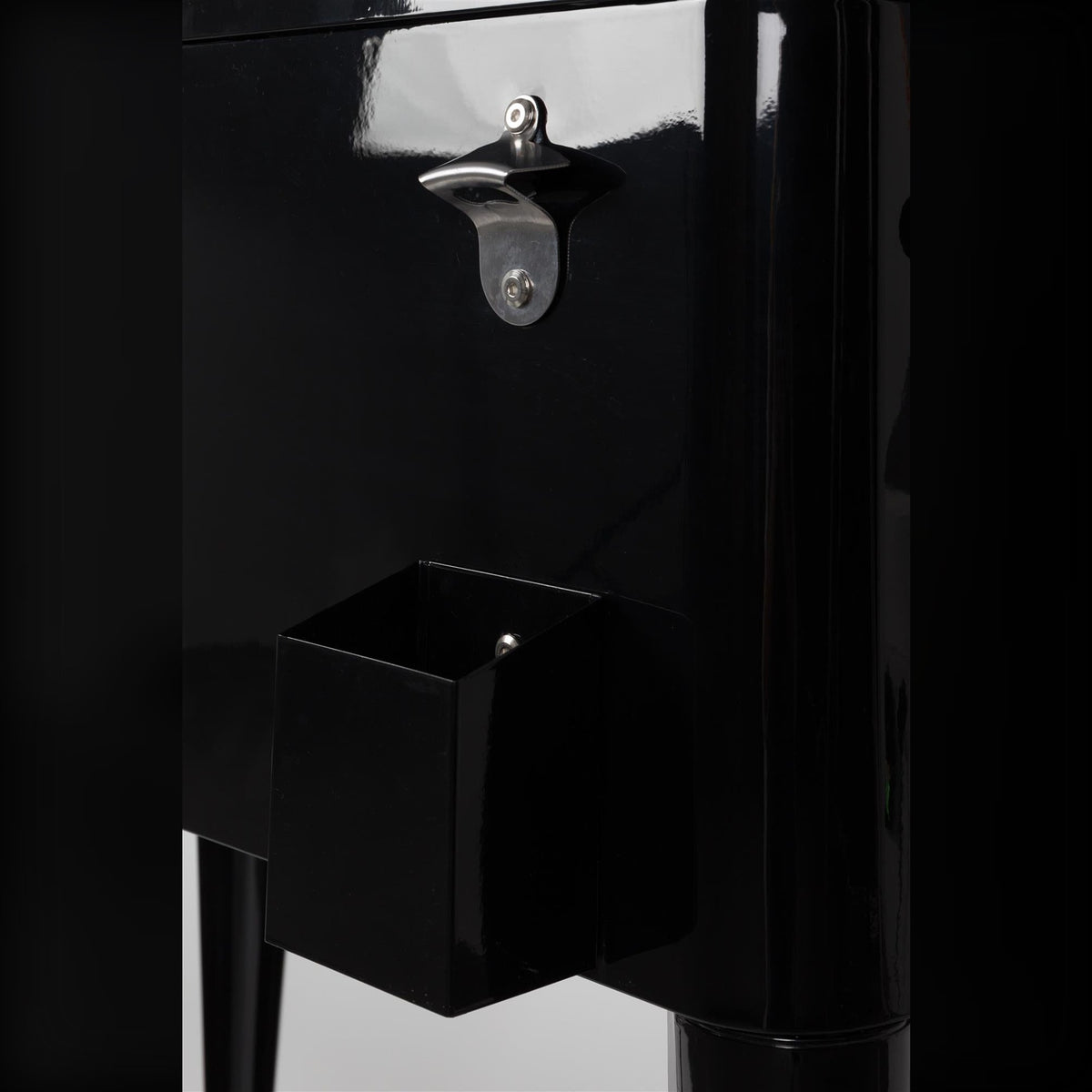 Cooler Be Cool Black Domestica – Bottle Opener and Cap Catcher Close-up