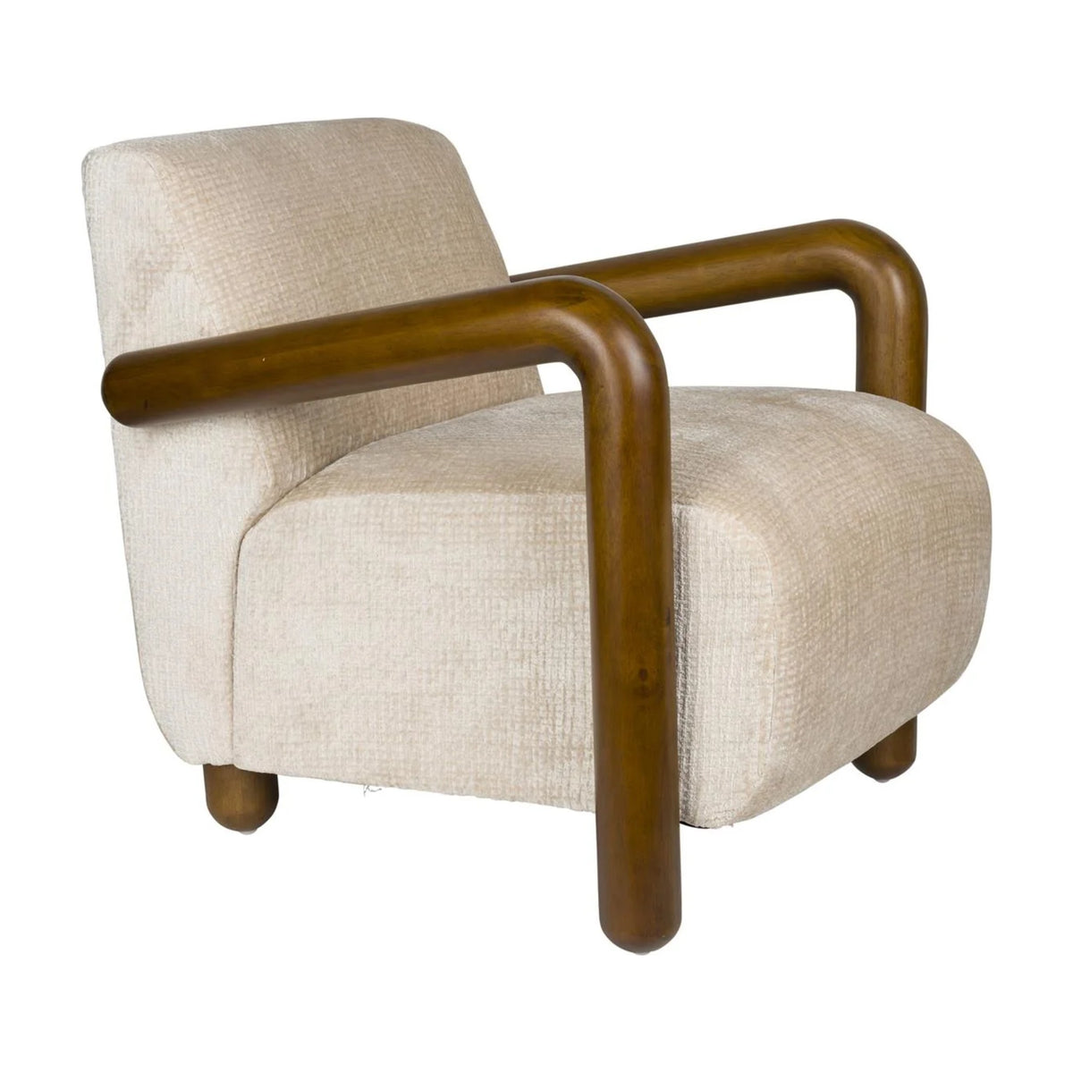 Lounge Chair Robinson Beige Domestica – Three Quarter View on White