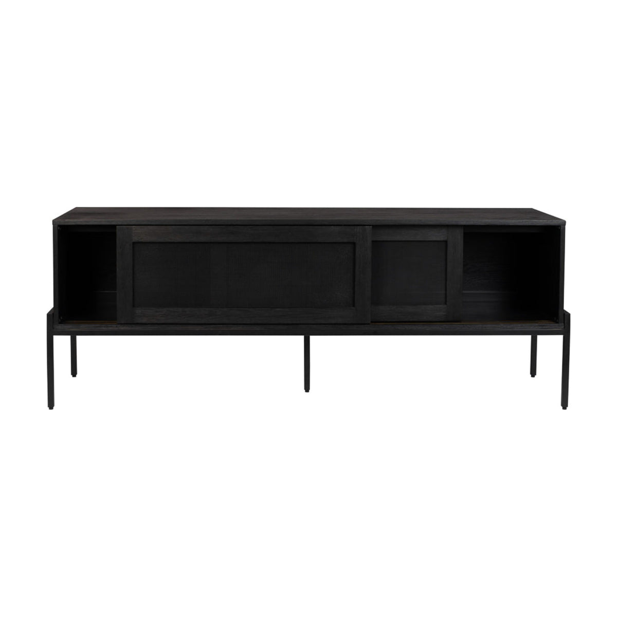 Sideboard Hardy Black Oak Domestica – Front View on White, Doors Slid Open