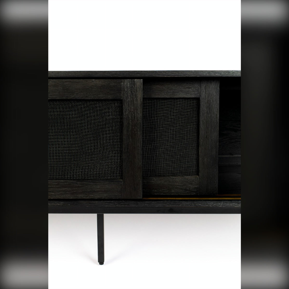 Sideboard Hardy Black Oak Domestica – Mesh Door and Leg Close-up
