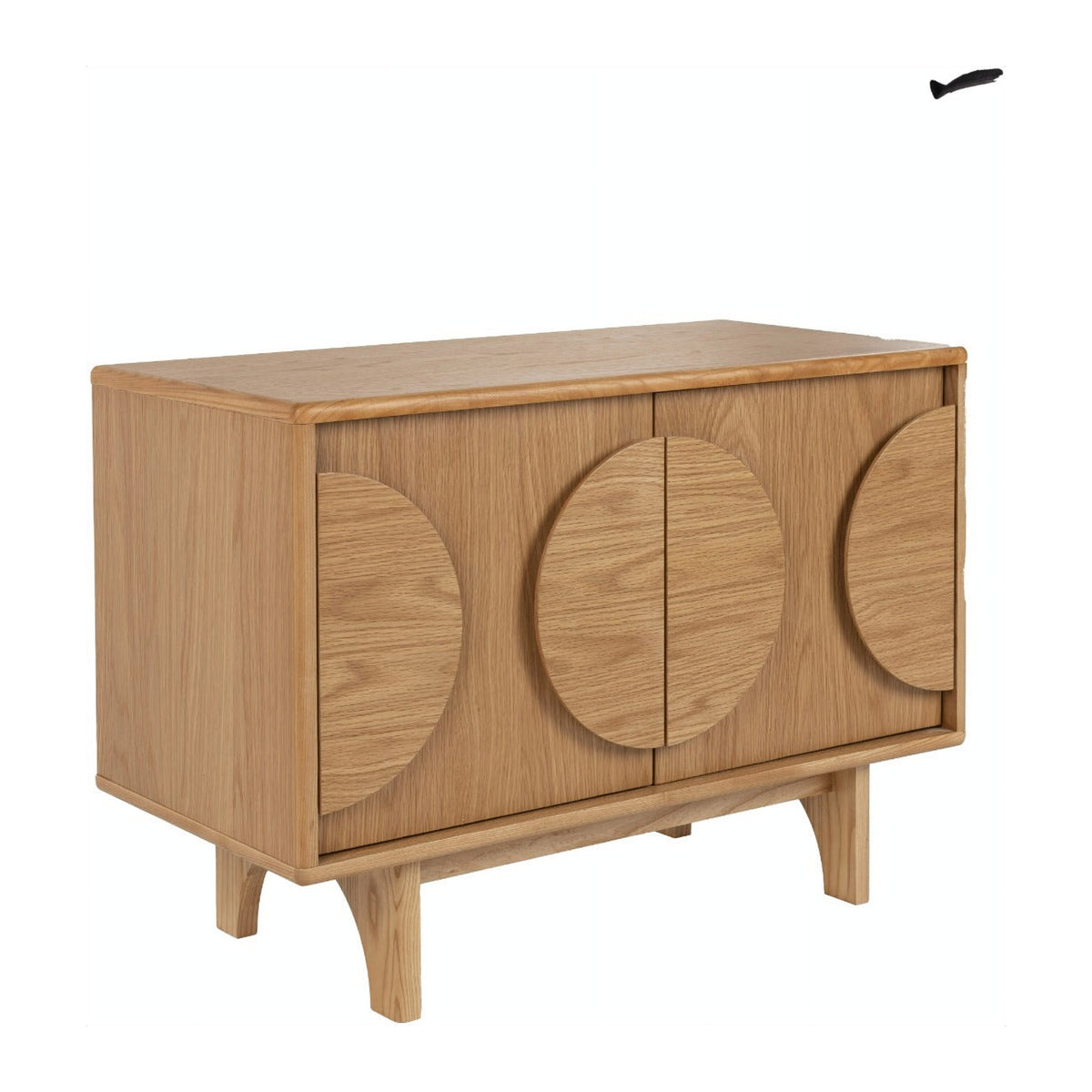 Sideboard Groove 2 Doors Natural Oak Domestica – Three Quarter View on White