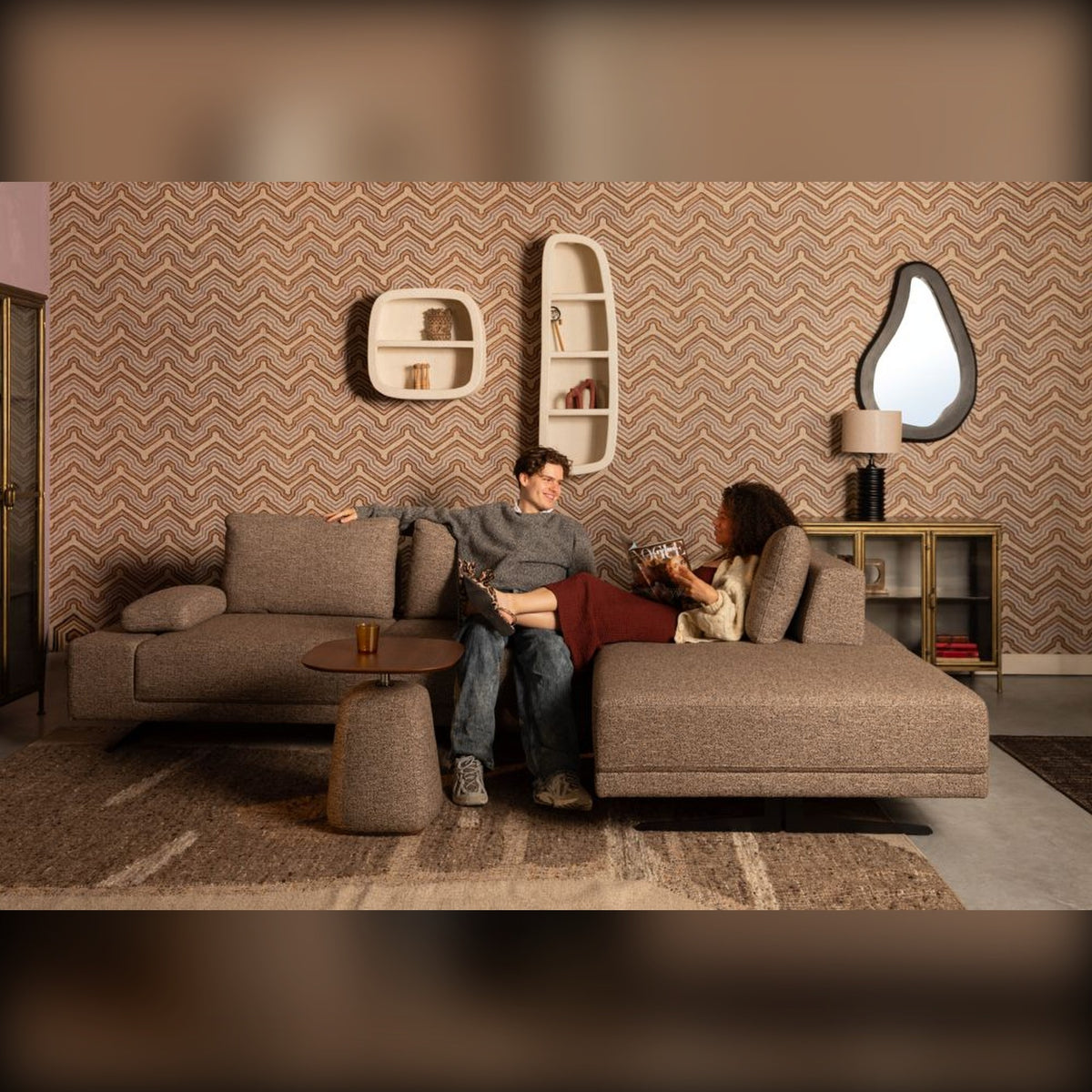 Sideboard Gertlush Gold Domestica – Lifestyle – Couple Relaxing on a Sofa in a Living Room