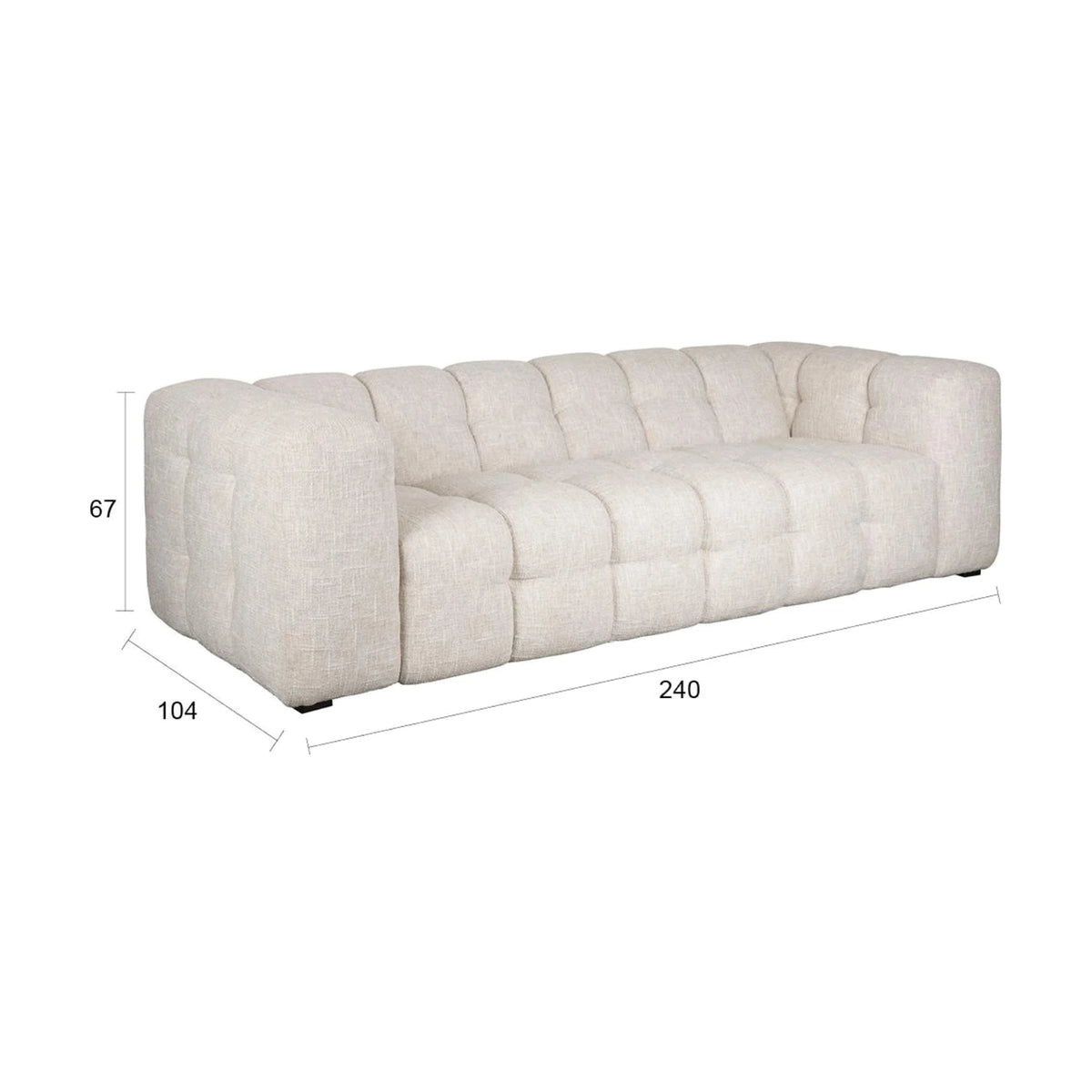 Sofa Trenta 3-Seater White Boucle Domestica – Dimensions Drawing