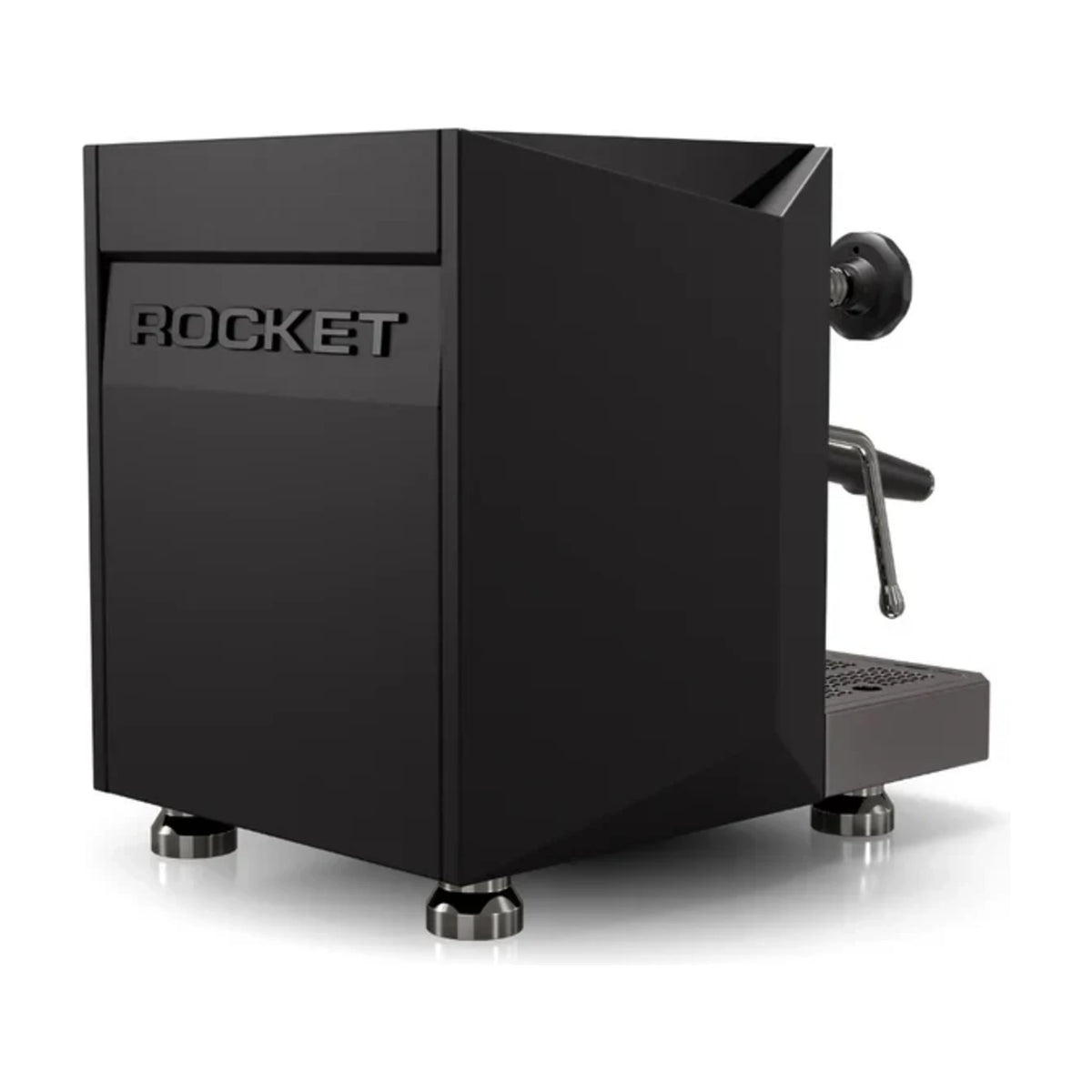Espresso Machine Giotto FAST Rocket Espresso Domestica – Black Side Panels – Back Three Quarter View on White