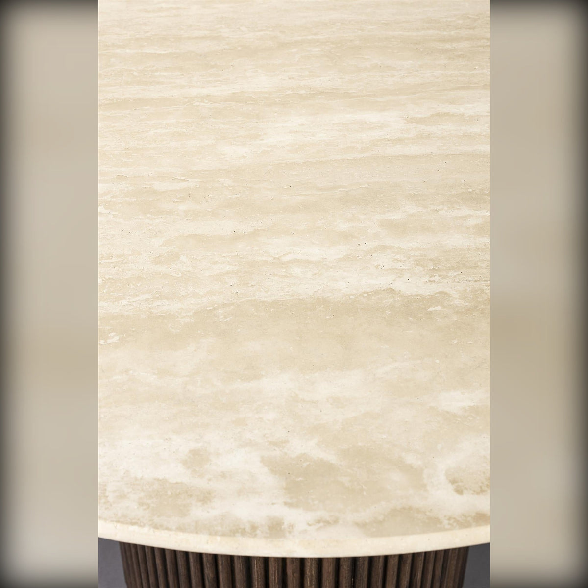 Dining Table Arda Beige Brown Domestica – Stone-Look Tabletop Surface Close-up
