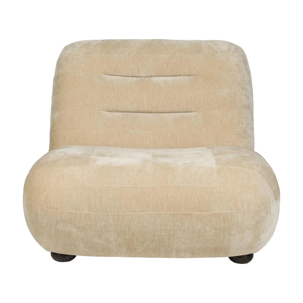 Lounge Chair Wyatt Velours Beige Domestica – Front View on White