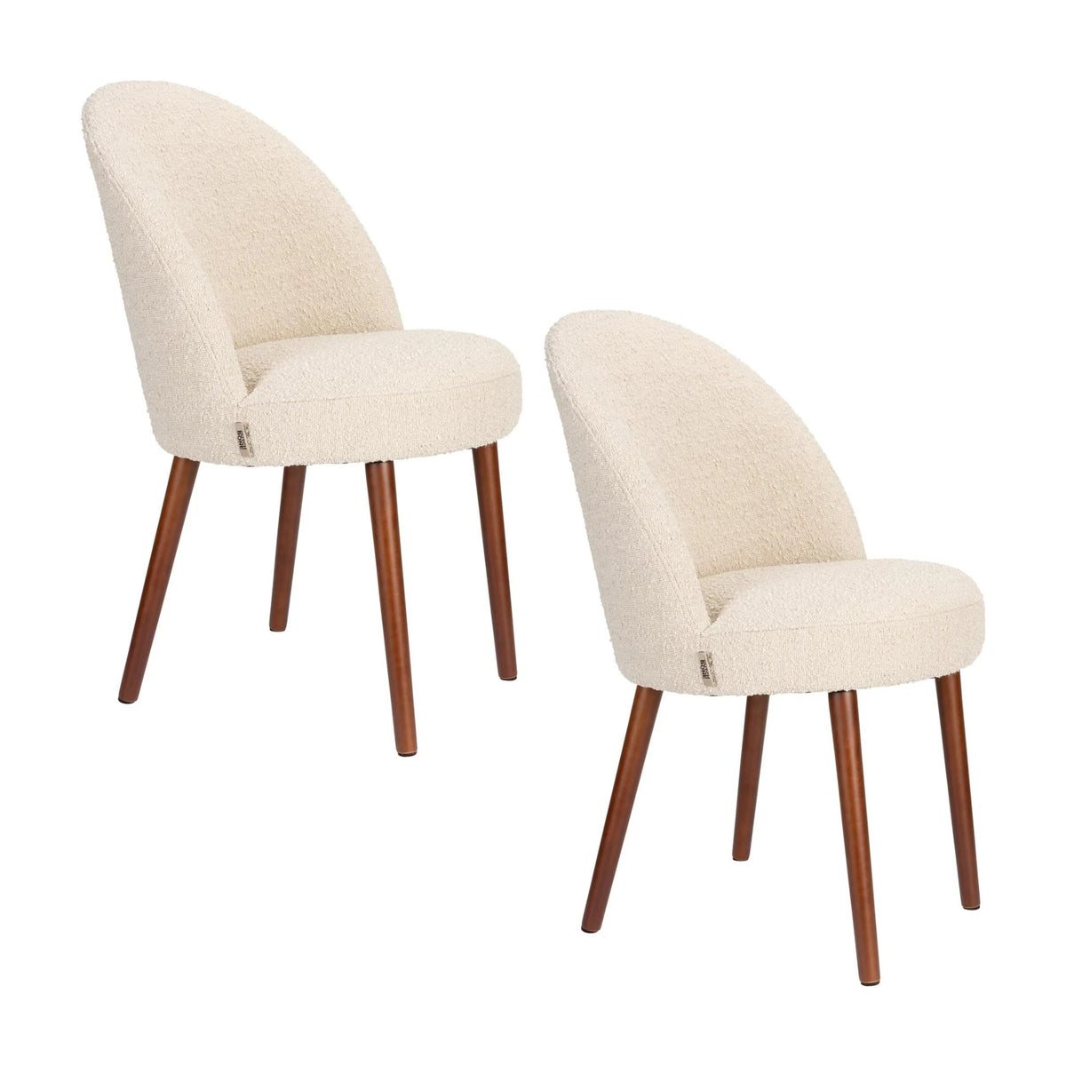 Dining Chair Barbara Boucle Beige Domestica – Set of Two Chairs, Three Quarter View