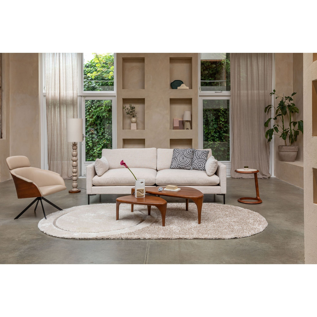 Sofa Element Summer Left Beige Domestica – Lifestyle – Complete Summer Sofa in a Living Room