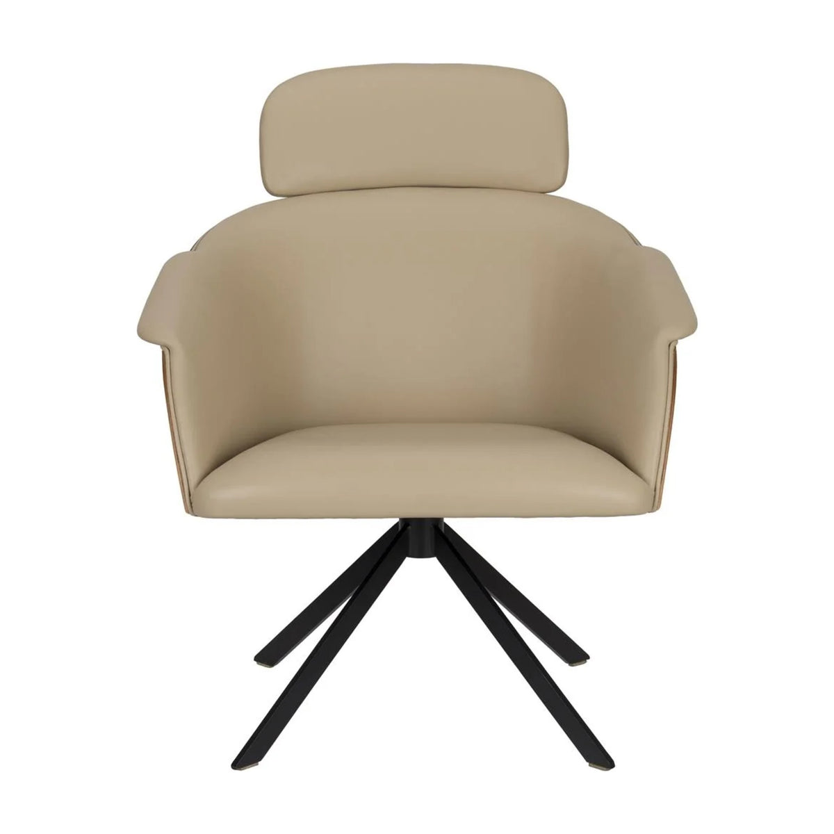 Lounge Chair Frie Beige Walnut Domestica – Front View on White