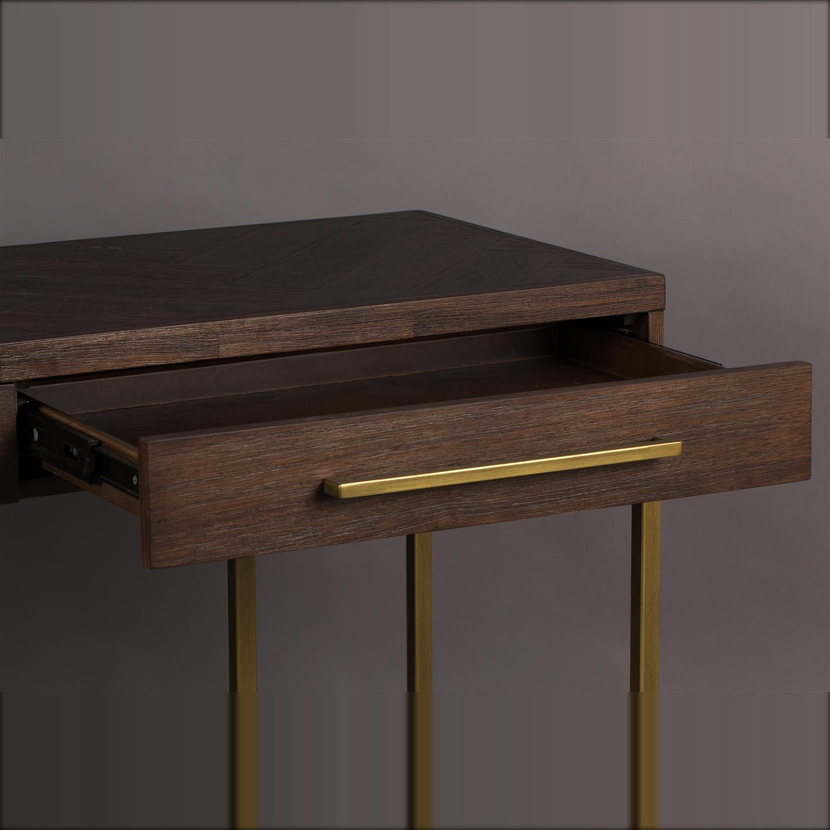 Console Table Class Brown Domestica – Open Drawer Detail