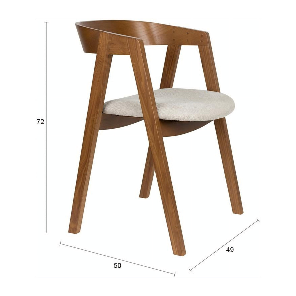 Dining Chair Mads Walnut Domestica – Dimensions Drawing