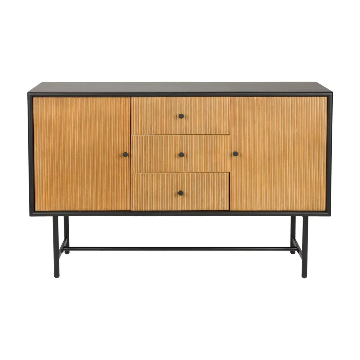 Sideboard Coztilla – Natural Pine Black – Front View on White