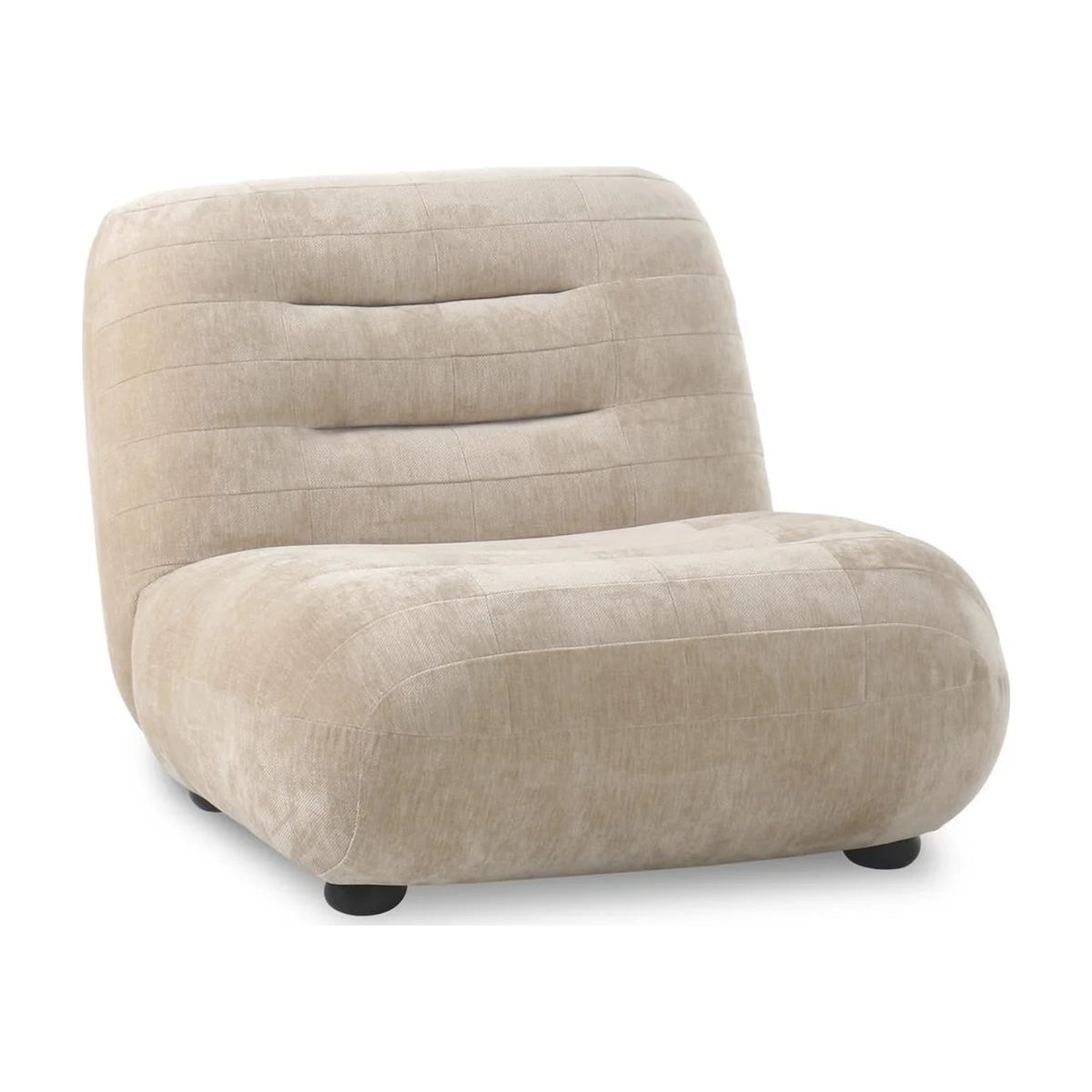 Lounge Chair Wyatt Velours Beige Domestica – High Three Quarter View on White
