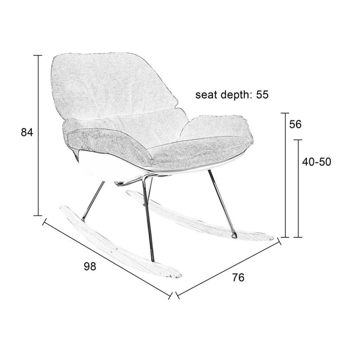 Lounge Chair Rocky Off White Domestica – Dimensions Drawing