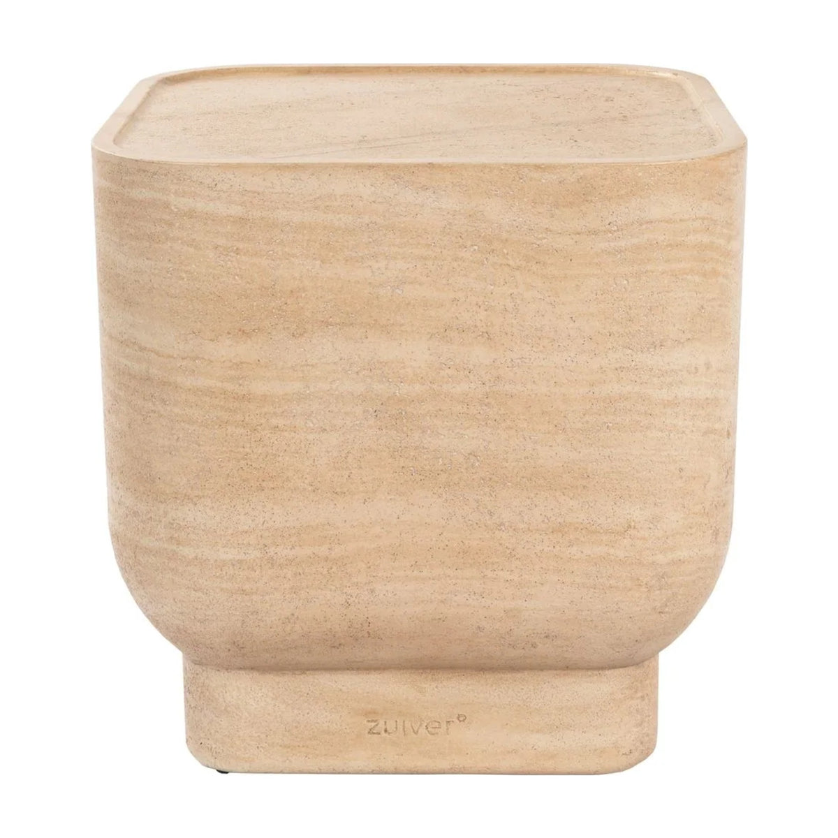 Side Table Noble Square Beige Domestica – Front View on White