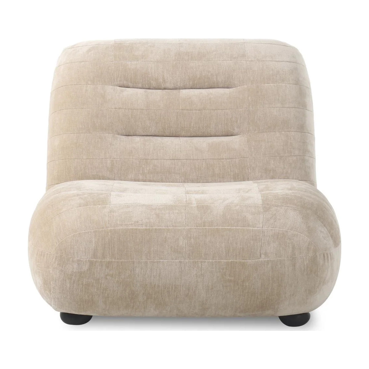 Lounge Chair Wyatt Velours Beige Domestica – Low Front View on White
