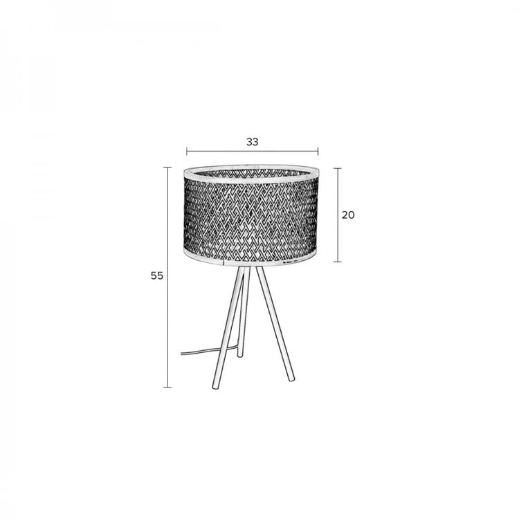 Table Lamp Isla Natural Black Domestica – Dimensions Drawing