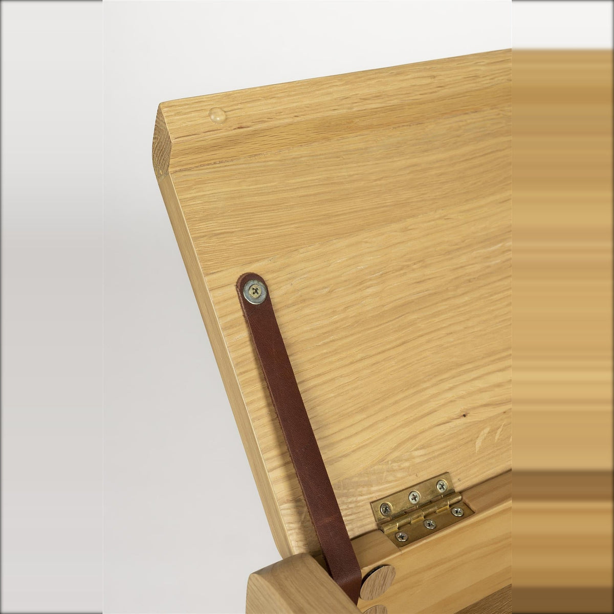 Desk Kaat Natural Domestica – Organiser Lid Hinge and Strap Detail