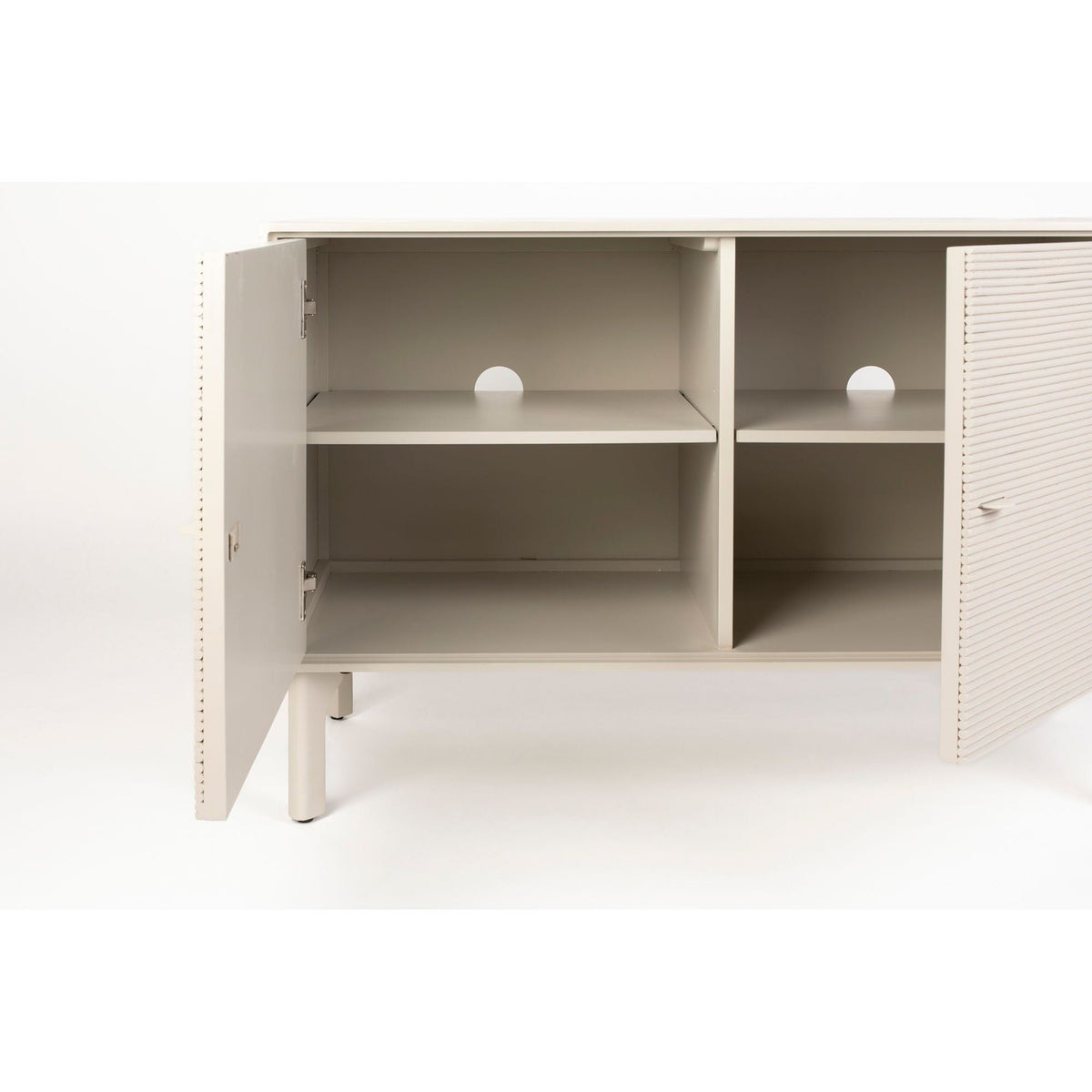 Sideboard Morning 2 Doors Grey Domestica – Doors Open, Interior Shelves Close-up