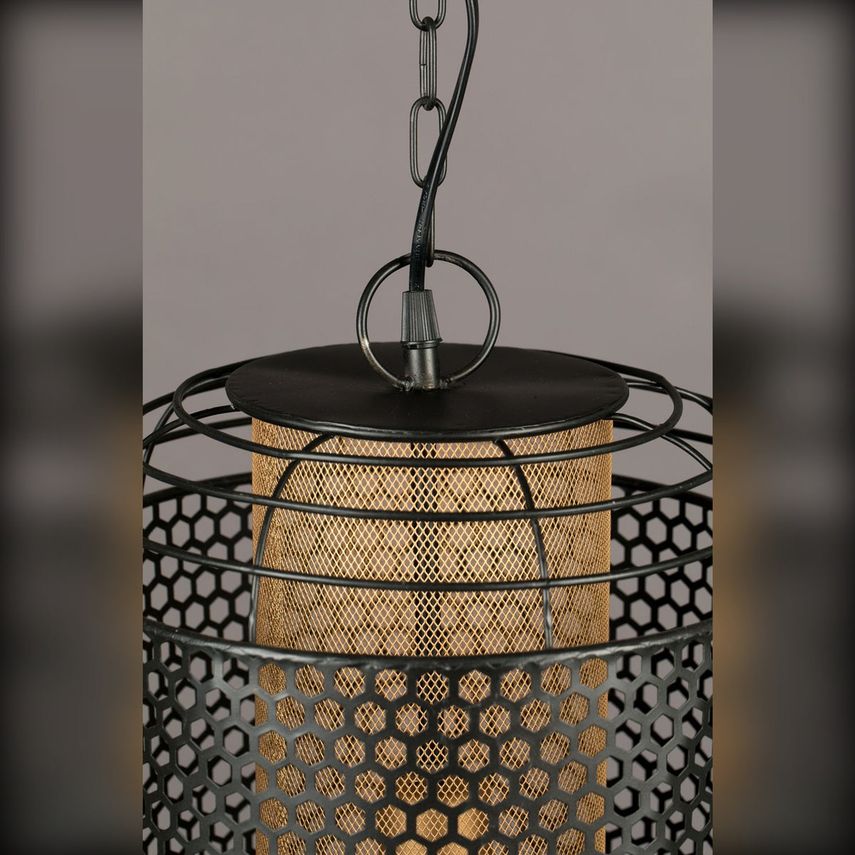 Pendant Lamp Archer L Black Domestica – Double-Layer Perforated Shade Detail