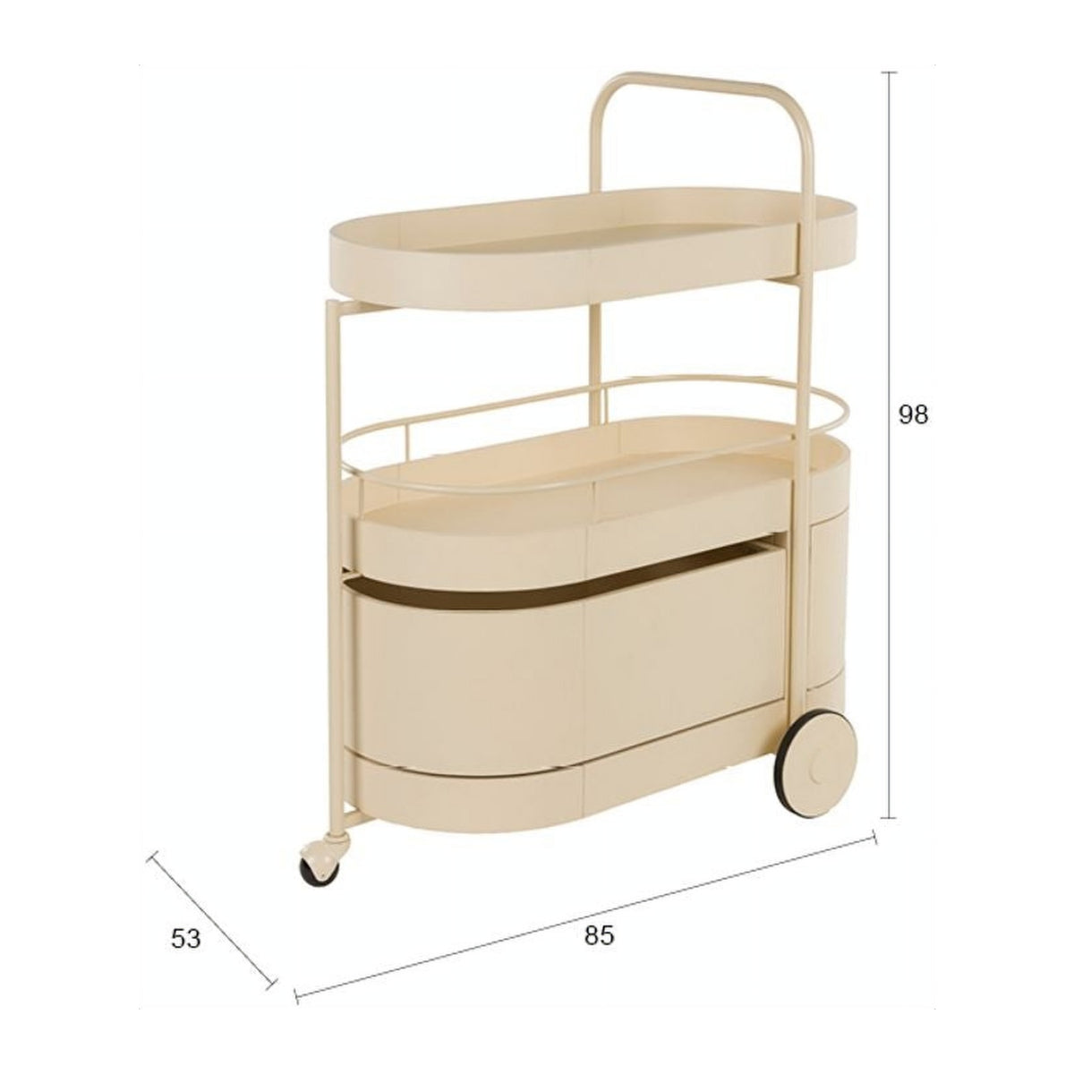 Trolley Wim Beige Domestica – Dimensions Drawing