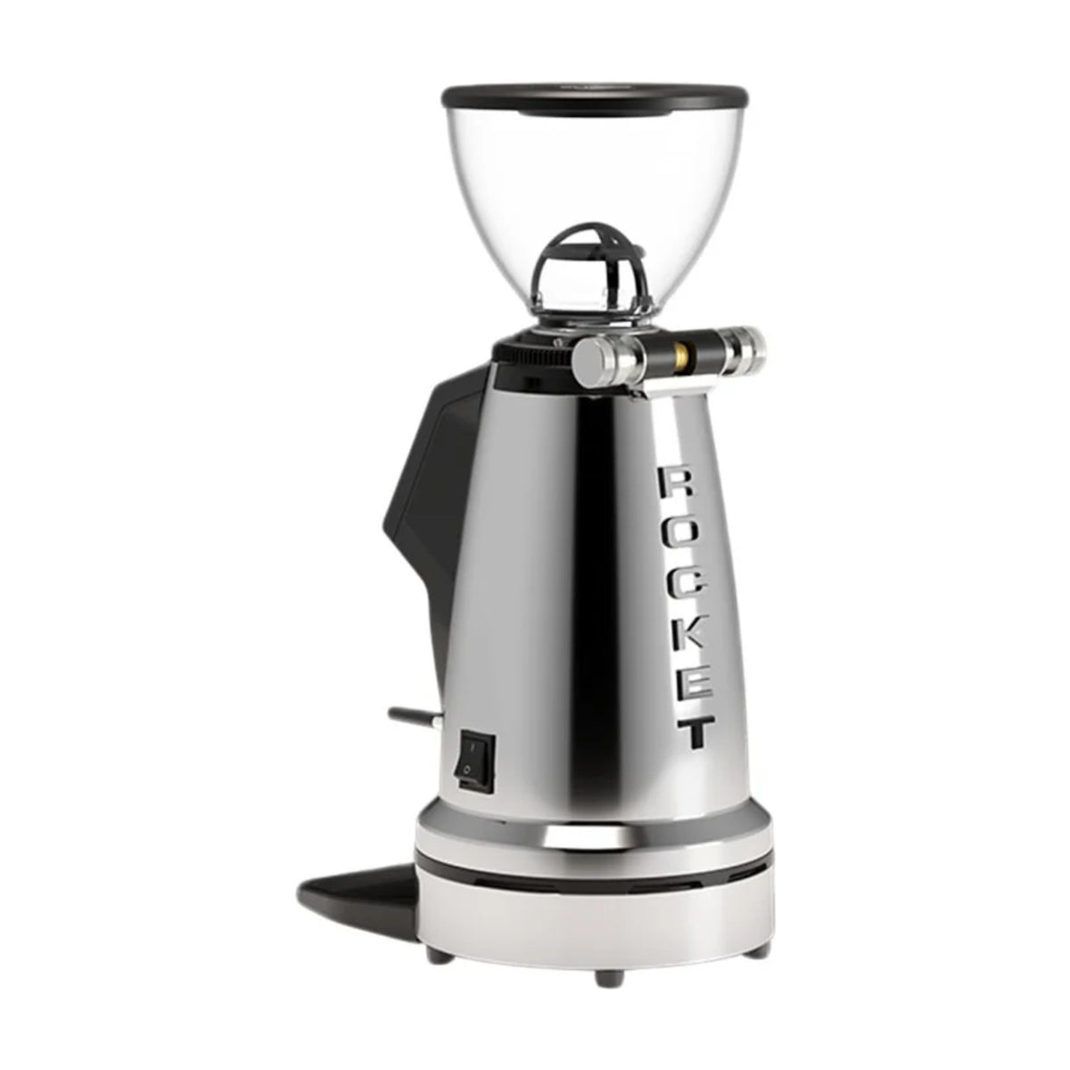 Coffee Grinder Spluga Élite Chrome Rocket Espresso Domestica – Rear Side View on White