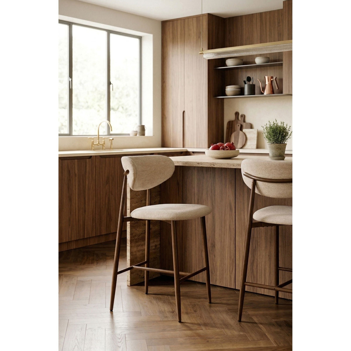 Counter Stool Noor Brown Domestica – Lifestyle – At a Kitchen Island