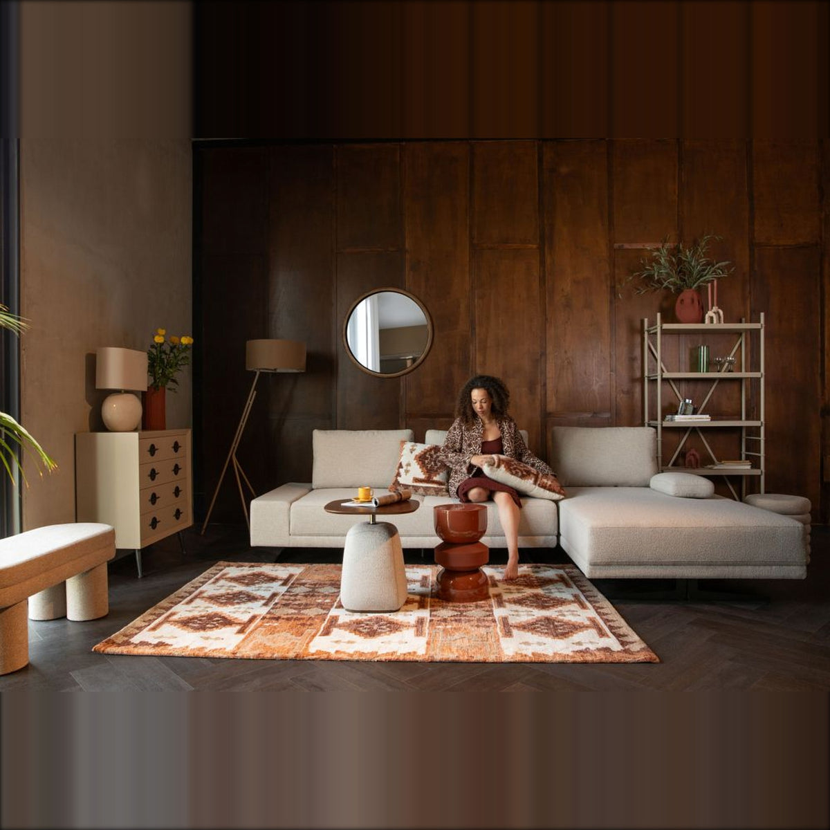 Side Table Shelly Off-White Domestica – Lifestyle – Person Relaxing in a Living Room