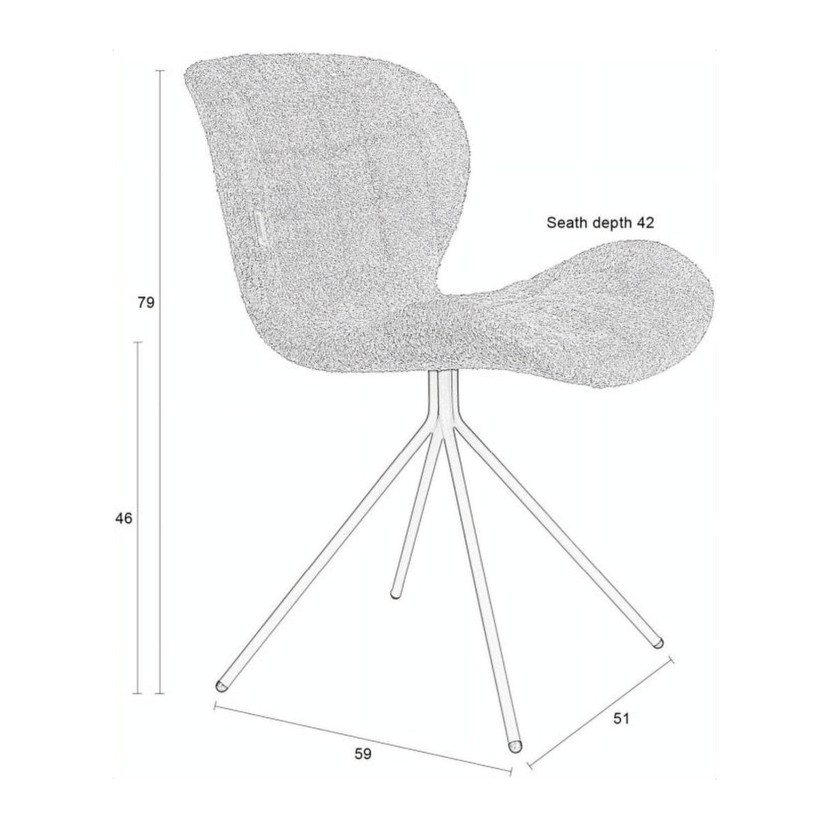 Dining Chair OMG Soft White Domestica – Dimensions Drawing