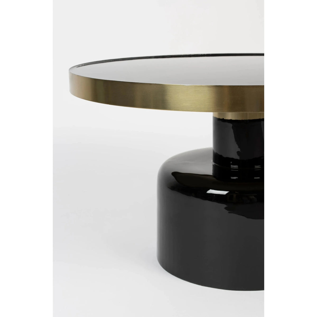 Coffee Table Glam Black Domestica – Glossy Base and Gold Rim Detail