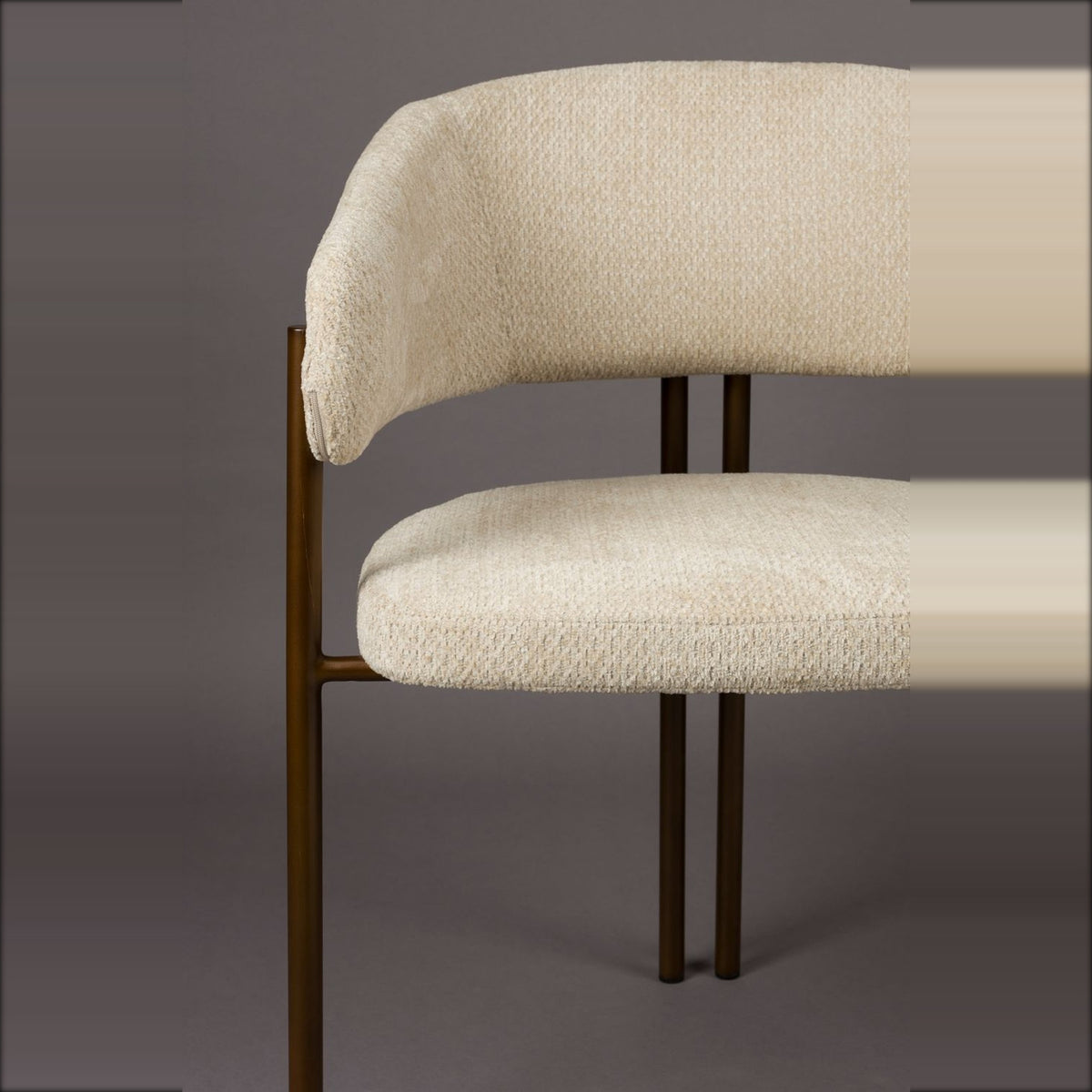 Dining Chair Naida Beige Domestica – Bouclé Seat and Armrest Side Close-up