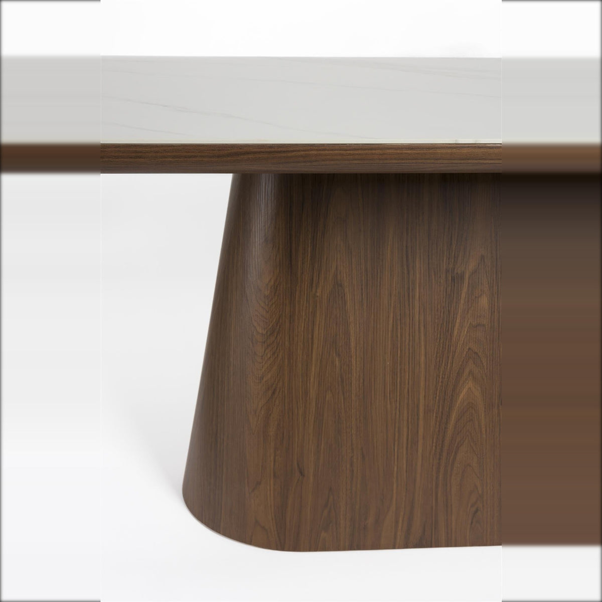 Dining Table Almira Oval Walnut Domestica – Pedestal and Tabletop Junction Close-up