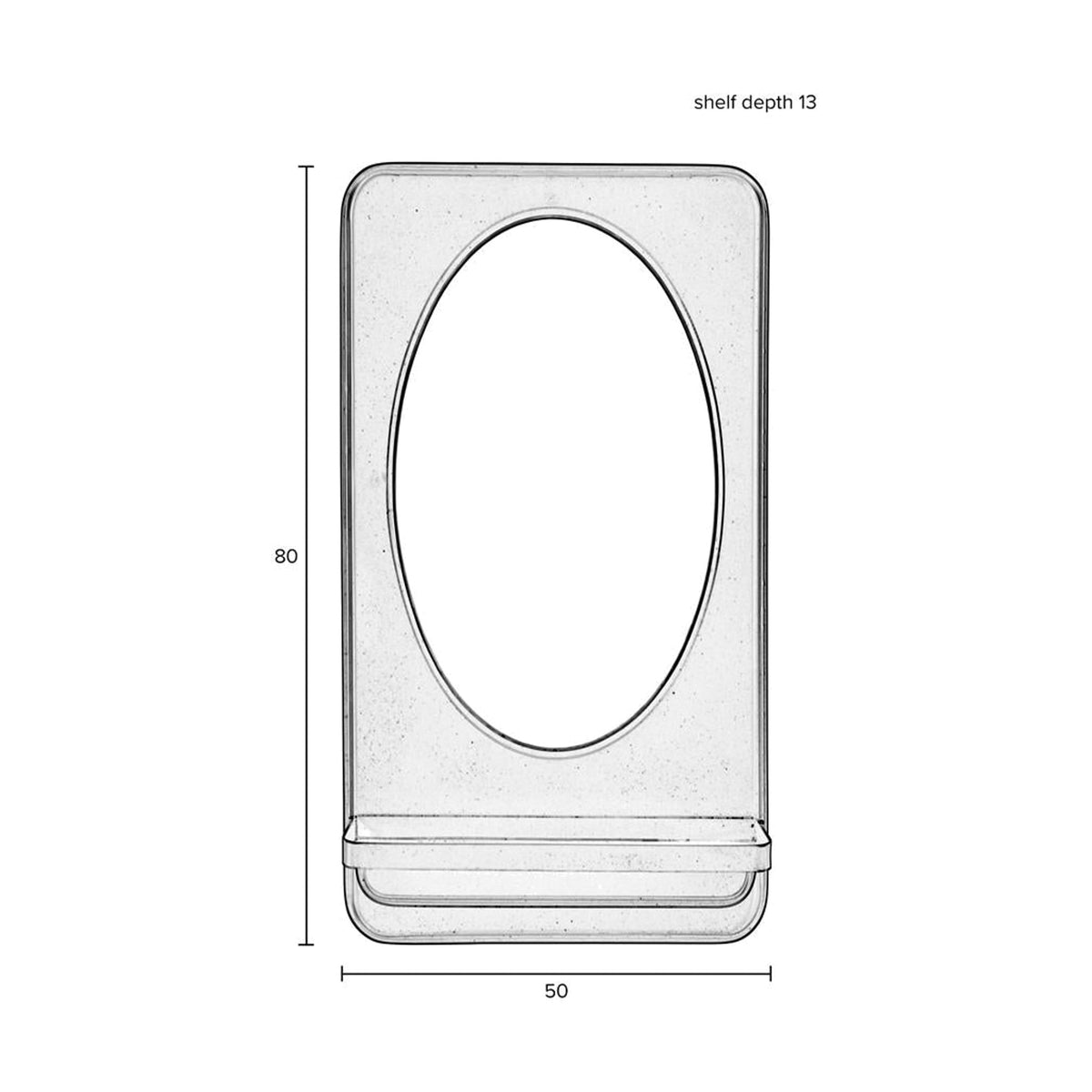 Mirror Shelf Pascal M Black Domestica – Dimensions Drawing