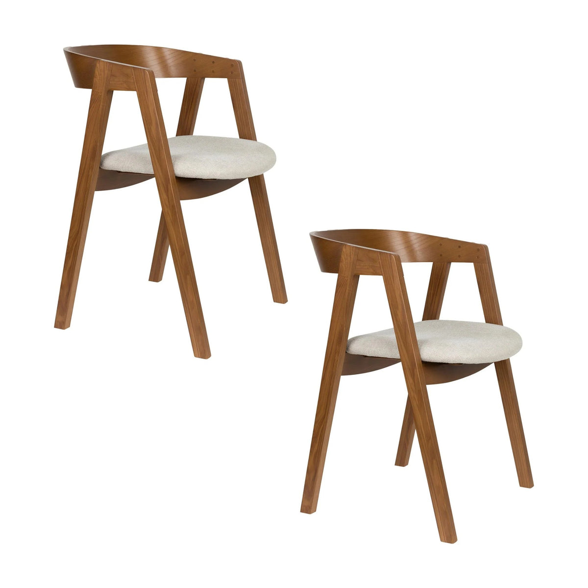 Dining Chair Mads Walnut Domestica – Set of Two Chairs, Three Quarter View