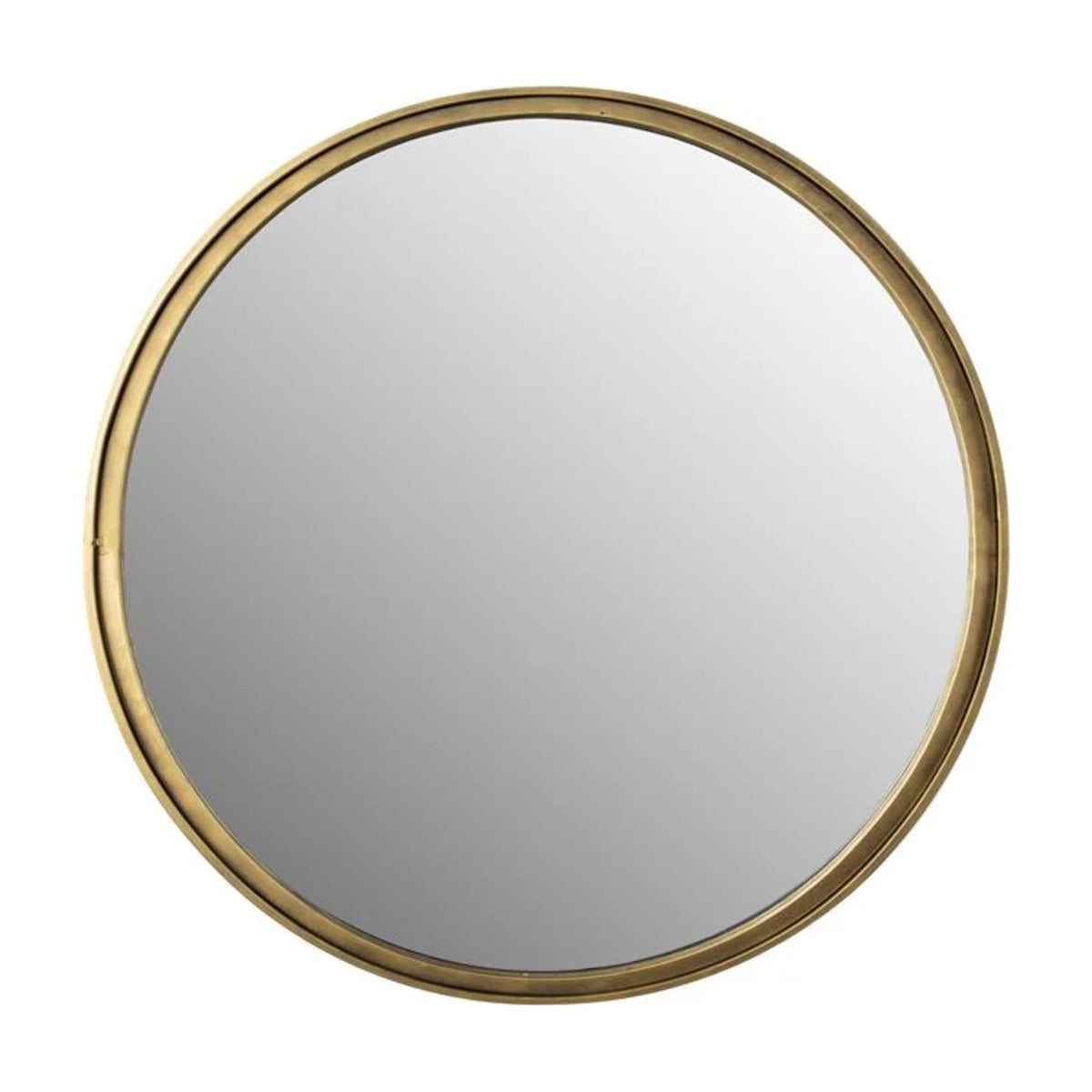 Mirror Matz Round Antique Brass Domestica – Front View on White