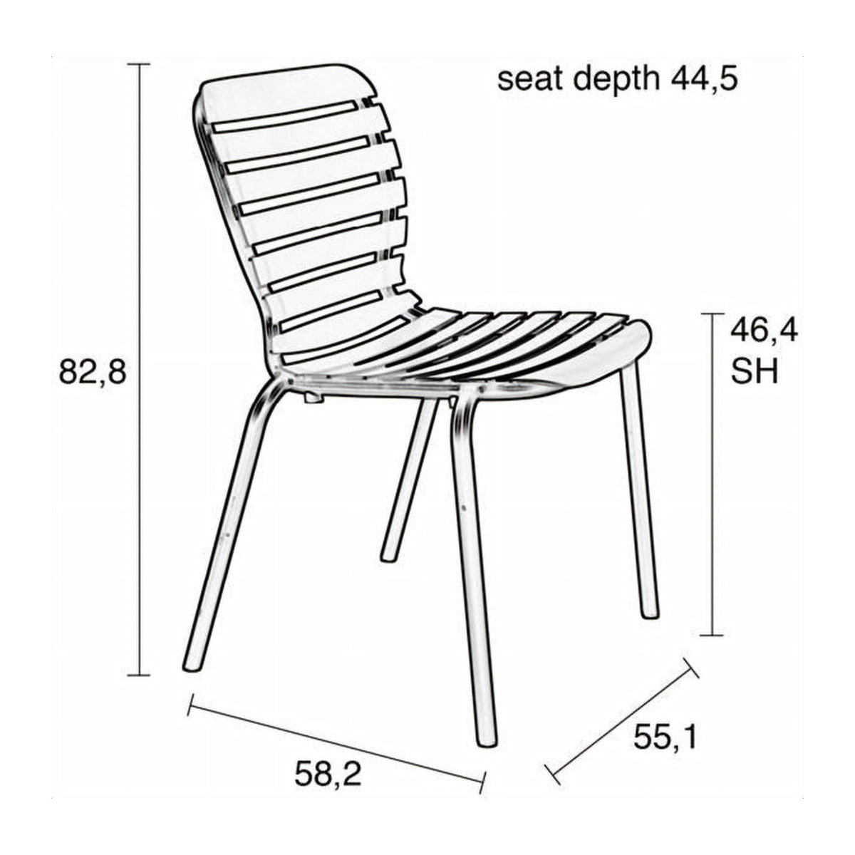 Garden Chair Vondel Black Domestica – Dimensions Drawing