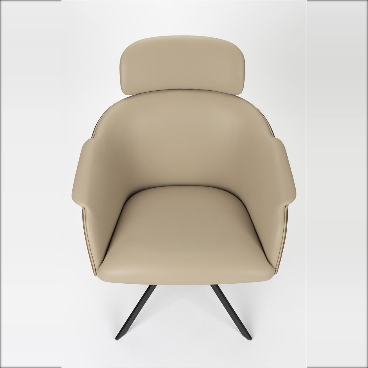 Lounge Chair Frie Beige Walnut Domestica – Elevated Front View